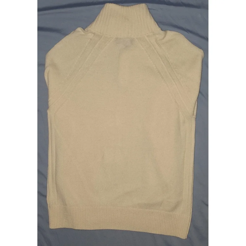Banana Republic Pierro Wool Sweater Large Button Mock Neck Lot Cream/Grey
